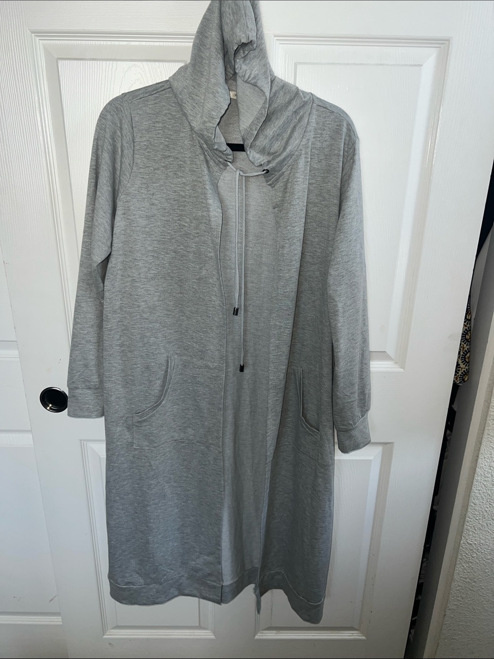Cyrus Gray Hooded Long Sweatshirt Cardigan